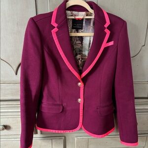 Ted Baker fuchsia blazer, lined, and elbow patches